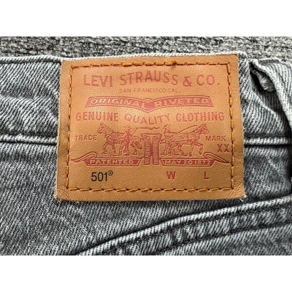 Levies Mens Button Fly 501 27/28 Light Black/gray  Denim Jeans High RIse Premium - Picture 9 of 14